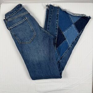 Forever 21 Patchwork Flare Jeans Women’s 26 Mid Rise Boho 70s Y2K Raw Hem